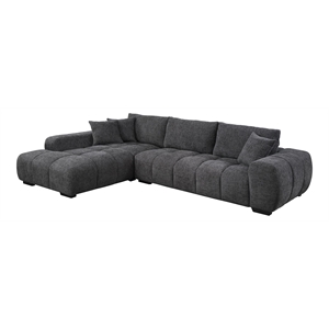 ACME Chosen Linen Fabric Upholstered Sectional Sofa with 3 Pillows in Gray