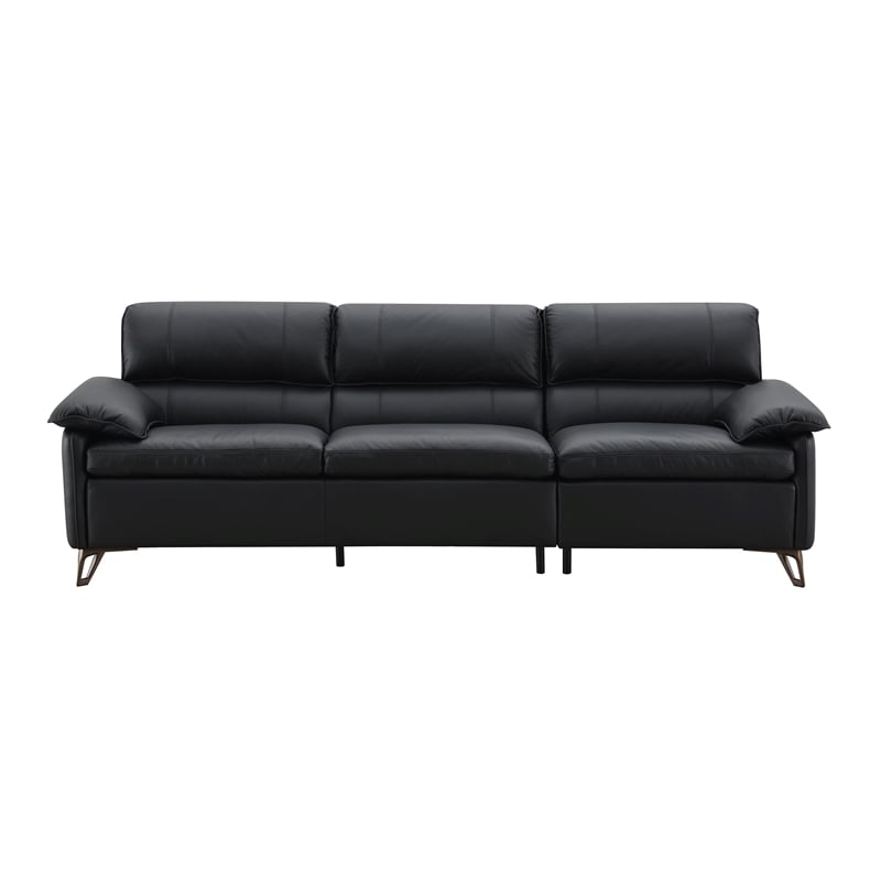 ACME Eilene Contemporary Top Grain Leather Upholstered Sofa in Black