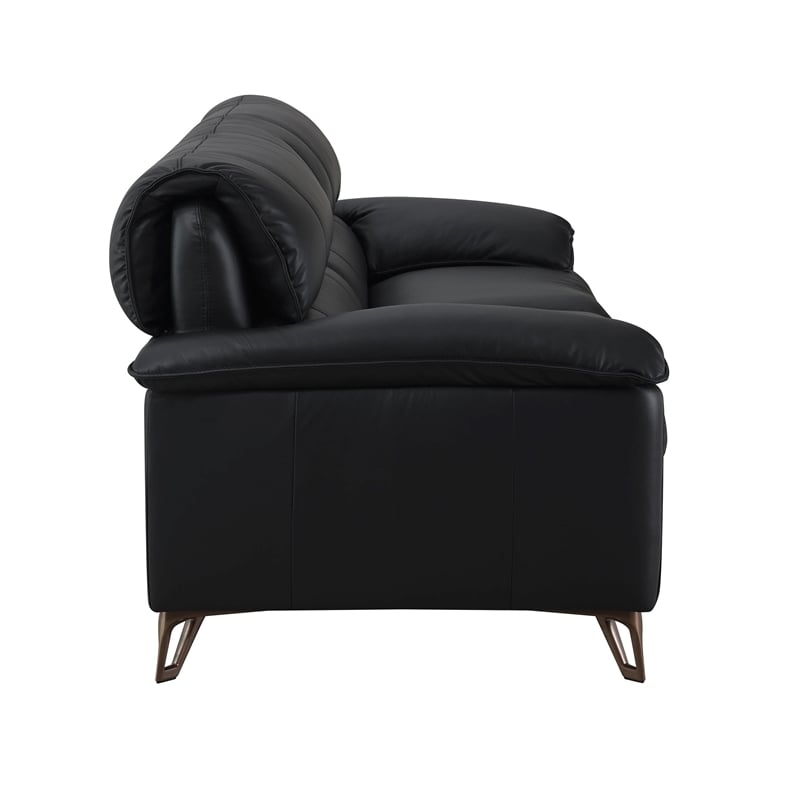 ACME Eilene Contemporary Top Grain Leather Upholstered Sofa in Black