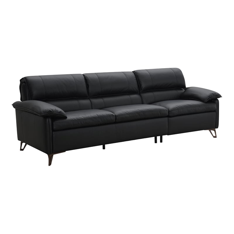 ACME Eilene Contemporary Top Grain Leather Upholstered Sofa in Black