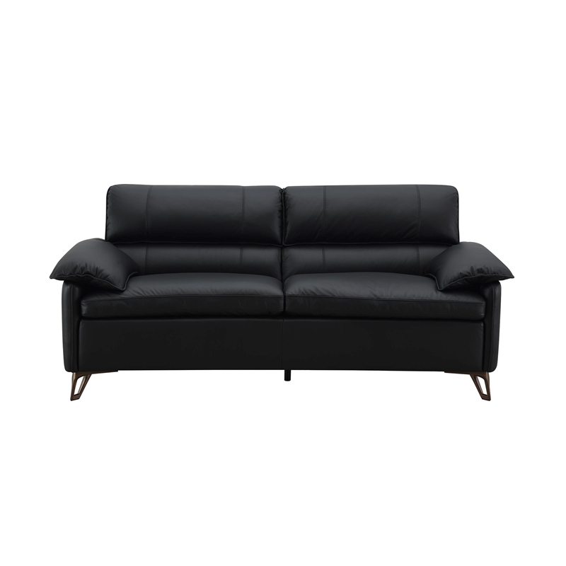 ACME Eilene Contemporary Top Grain Leather Upholstered Loveseat in Black
