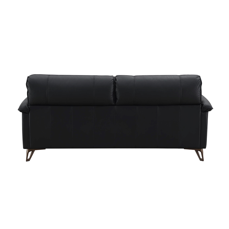 ACME Eilene Contemporary Top Grain Leather Upholstered Loveseat in Black