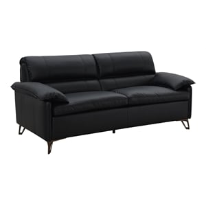ACME Eilene Contemporary Top Grain Leather Upholstered Loveseat in Black