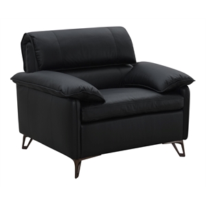 ACME Eilene Contemporary Top Grain Leather Upholstered Chair in Black