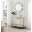 ACME Zaba Metal and Tempered Glass Oval Sofa Table in Silver and Clear