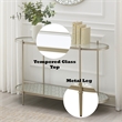 ACME Zaba Metal and Tempered Glass Oval Sofa Table in Silver and Clear