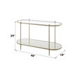 ACME Zaba Metal and Tempered Glass Oval Sofa Table in Silver and Clear