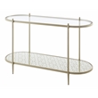 ACME Zaba Metal and Tempered Glass Oval Sofa Table in Silver and Clear