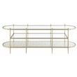ACME Zaba Metal and Tempered Glass Oval TV Stand in Silver and Clear