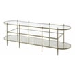 ACME Zaba Metal and Tempered Glass Oval TV Stand in Silver and Clear