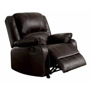 acme zuriel pu faux leather upholstered motion rocker recliner in brown