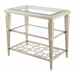 ACME Zaba Metal and Tempered Glass Rectangular End Table in Silver and Clear