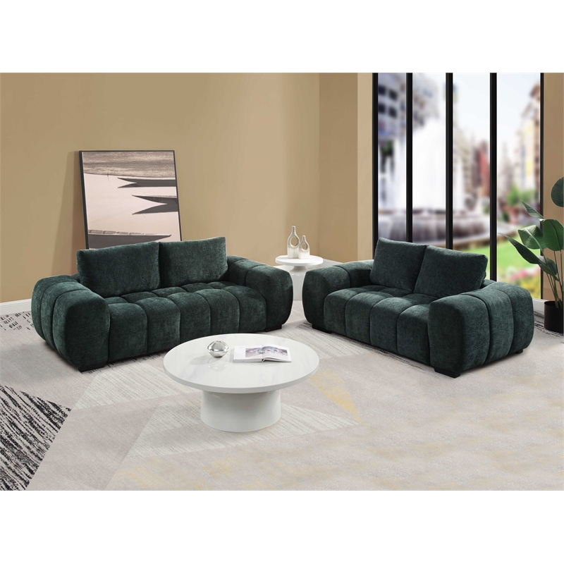 ACME Ferrand Contemporary Linen Fabric Upholstered Loveseat in Green
