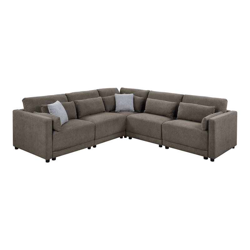 ACME Rylie Contemporary Fabric Upholstered Left Facing Armrest Chair in Gray