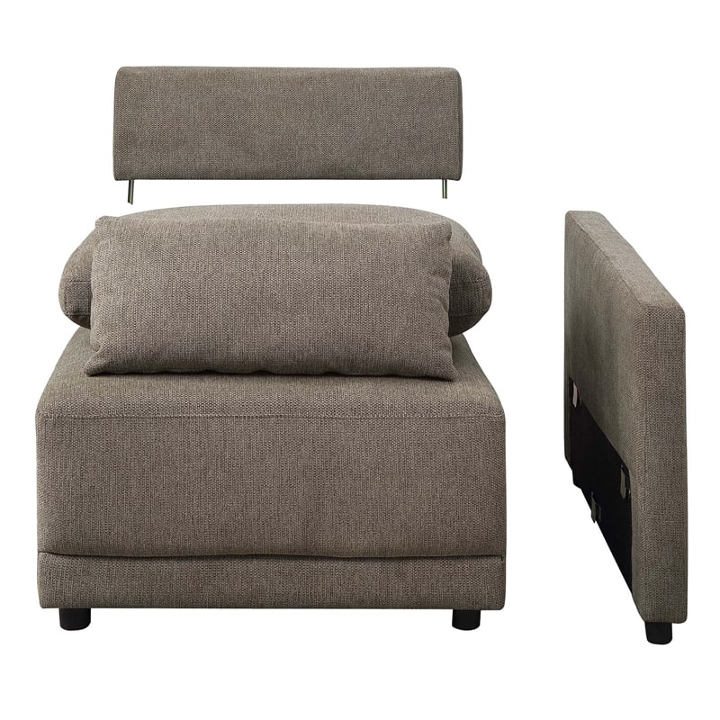 ACME Rylie Contemporary Fabric Upholstered Right Facing Armrest Chair in Gray