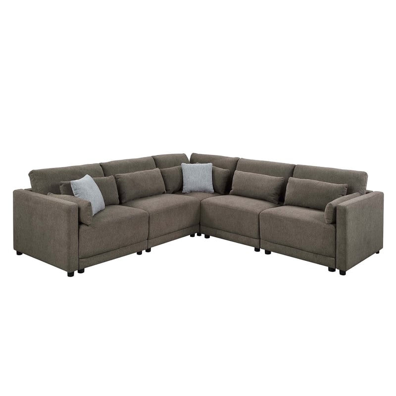 ACME Rylie Contemporary Fabric Upholstered Right Facing Armrest Chair in Gray