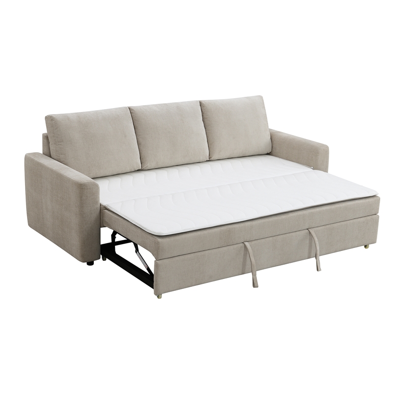 ACME Leira Linen Fabric Upholstered Sofa with Sleeper in Beige
