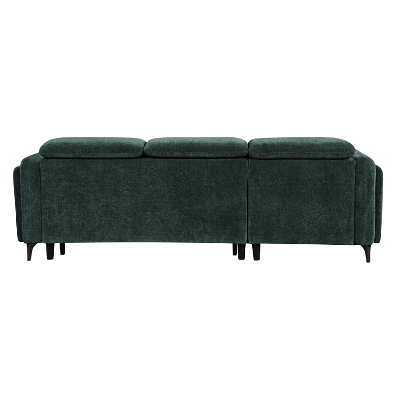 ACME Zadok Chenille Adjustable Headrest Sectional Sofa in Green