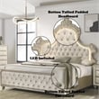 ACME Lucienne Velvet Upholstered Eastern King Bed with LED in Beige