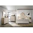 ACME Lucienne 2-Drawer Velvet Upholstered and Wood Nightstand in Beige
