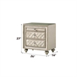 ACME Lucienne 2-Drawer Velvet Upholstered and Wood Nightstand in Beige