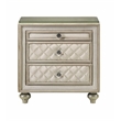 ACME Lucienne 2-Drawer Velvet Upholstered and Wood Nightstand in Beige