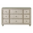 ACME Lucienne 9-Drawer Velvet Upholstered and Wood Dresser in Beige