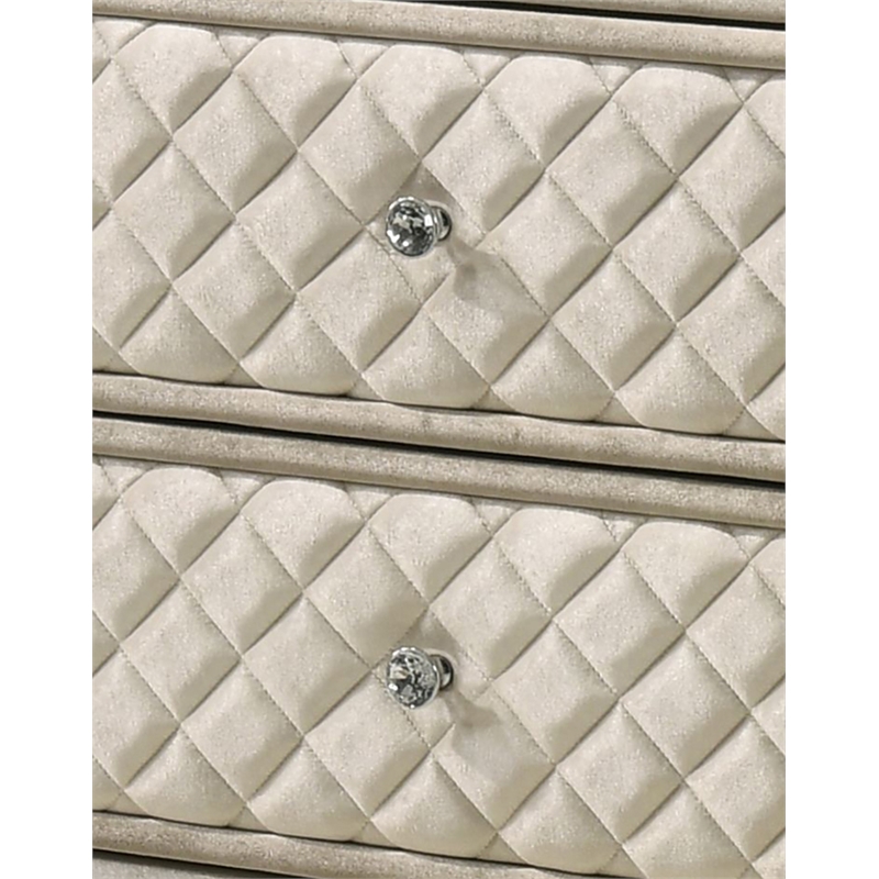 ACME Lucienne 5-Drawer Velvet Upholstered and Wood Chest in Beige