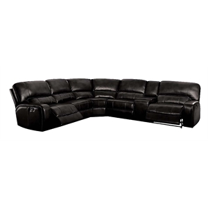 ACME Saul Leather Aire Power Motion Sectional Sofa w/ USB Port in Black
