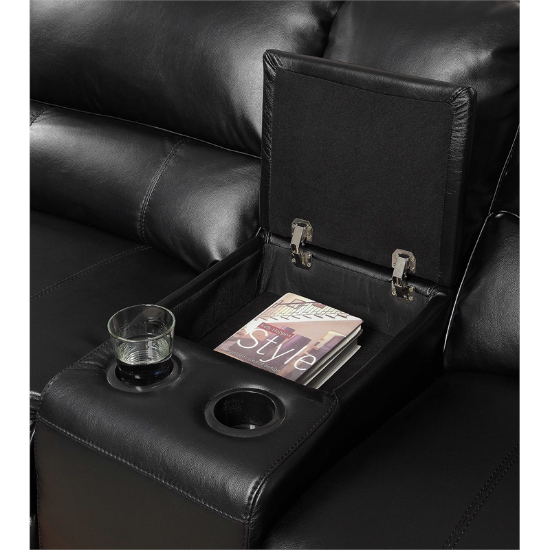 ACME Saul Leather Aire Power Motion Sectional Sofa w/ USB Charging Docks in Gray