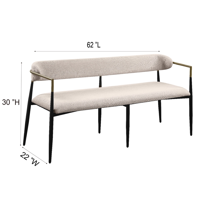 ACME Jaramillo Wood & Fabric Upholstered Bench in Beige and Black