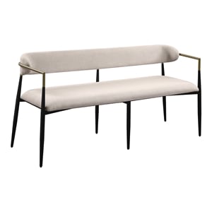 ACME Jaramillo Wood & Fabric Upholstered Bench in Beige and Black