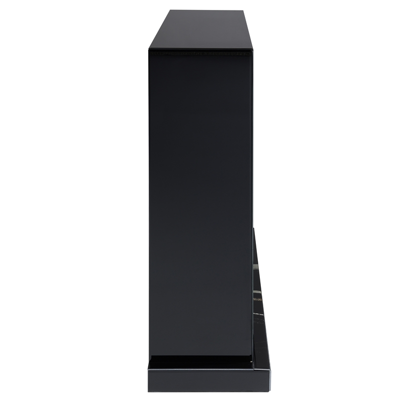 ACME Drisana Wood and Tempered Glass Rectangular Fireplace in Black Mirrored