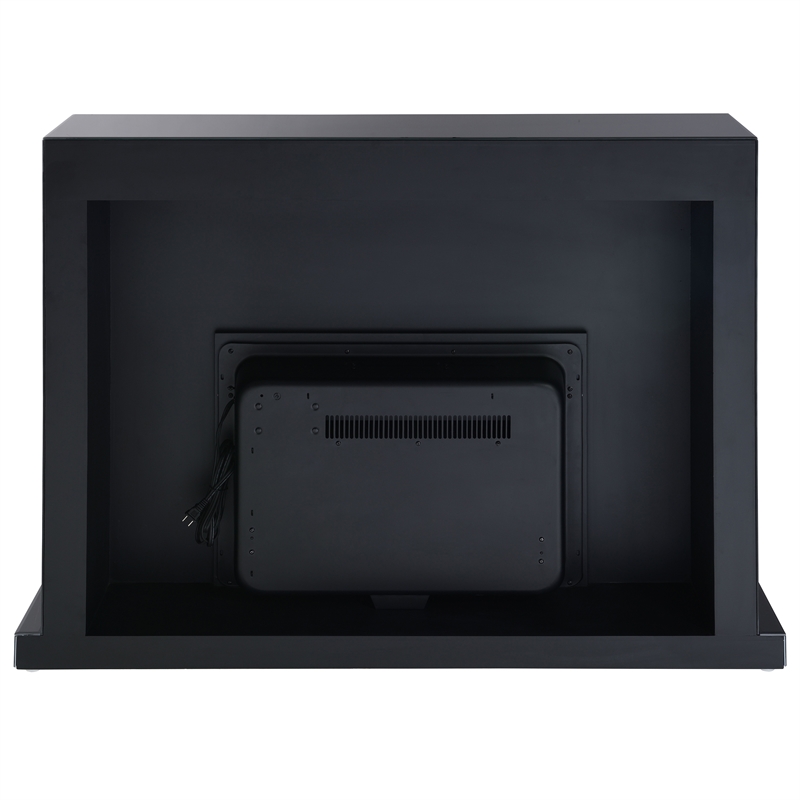 ACME Drisana Wood and Tempered Glass Rectangular Fireplace in Black Mirrored