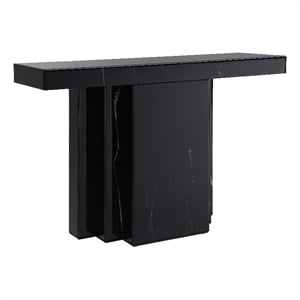 acme drisana wood and tempered glass rectangular console table in black mirrored