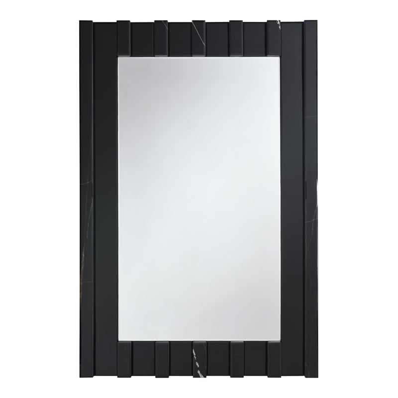 ACME Drisana Wood and Tempered Glass Rectangular Accent Mirror in Black Mirrored