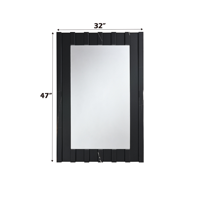ACME Drisana Wood and Tempered Glass Rectangular Accent Mirror in Black Mirrored