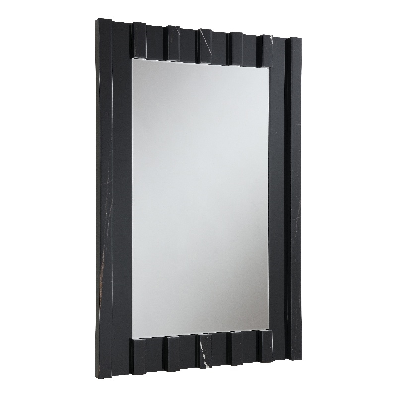 ACME Drisana Wood and Tempered Glass Rectangular Accent Mirror in Black Mirrored