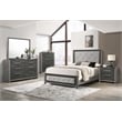 ACME Casimiro Transitional Wood and Fabric Upholstered Eastern King Bed in Gray