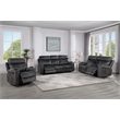 ACME Hirah Transitional Wood & Microfiber Upholstered Motion Sofa in Dark Gray