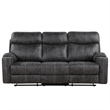 ACME Hirah Transitional Wood & Microfiber Upholstered Motion Sofa in Dark Gray