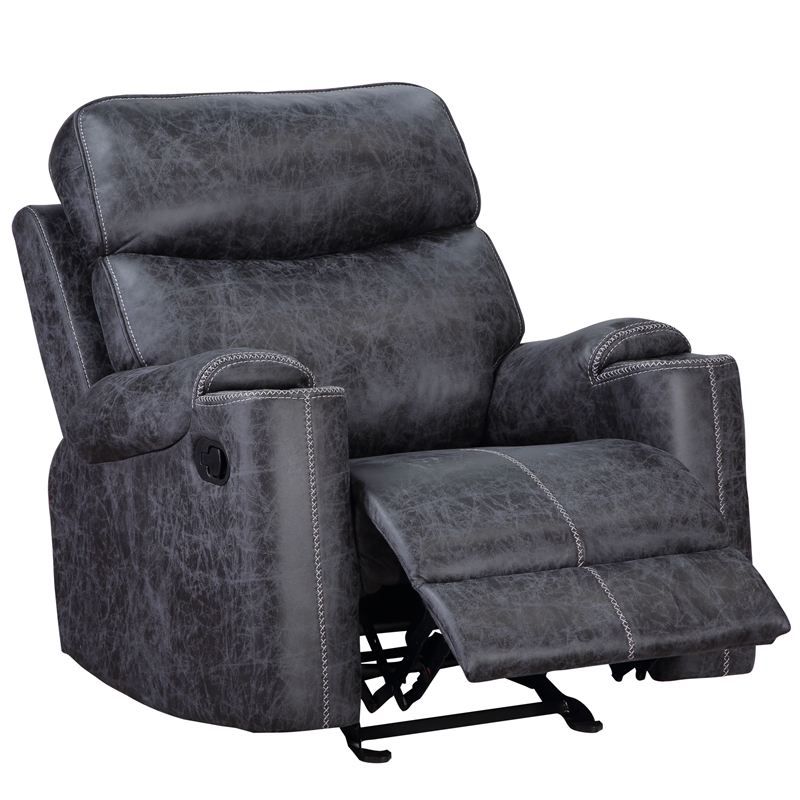 ACME Hirah Wood & Microfiber Upholstered Glider Recliner in Dark Gray