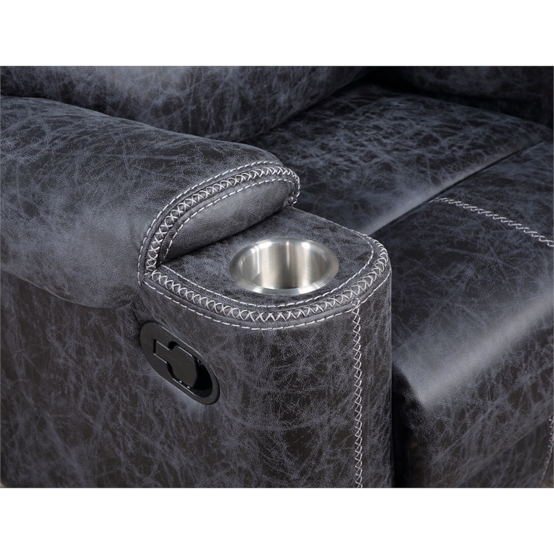 ACME Hirah Wood & Microfiber Upholstered Glider Recliner in Dark Gray