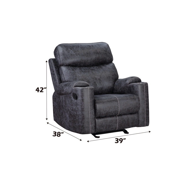 ACME Hirah Wood & Microfiber Upholstered Glider Recliner in Dark Gray