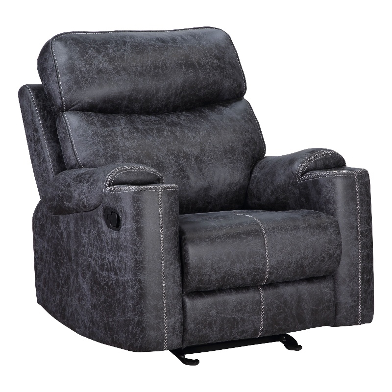 ACME Hirah Wood & Microfiber Upholstered Glider Recliner in Dark Gray