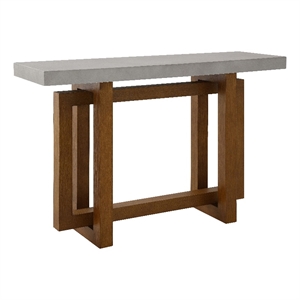 acme keven transitional wood rectangular sofa table in walnut/gray