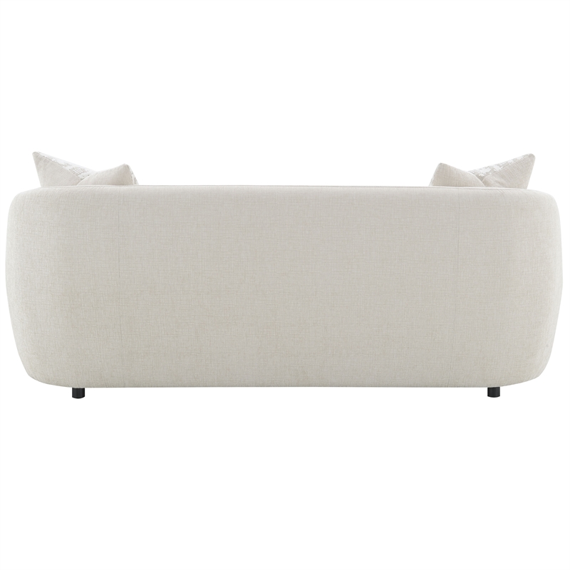 ACME Etienne Wood & Linen Fabric Upholstered Sofa with 3 Pillows in Beige