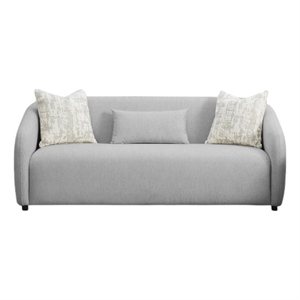 ACME Etienne Wood and Linen Fabric Upholstered Sofa with 3 Pillows in Gray