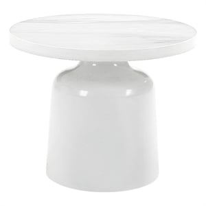 ACME Zaid Contemporary Metal and Wood 22&quotDia Round End Table in White