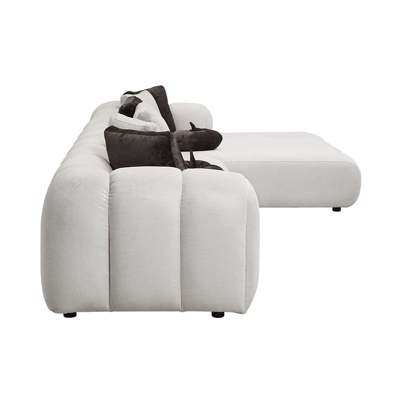 ACME Manilla Fabric Upholstered Sectional Sofa with 8 Pillows in Ivory White